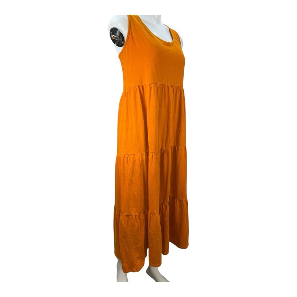 J.Crew Women's Bronze Orange Sleeveless Cotton Tiered Maxi Dress Size L Cotton - Picture 3 of 12